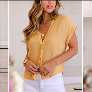 Priceless- Elana Yellow Button Down Top